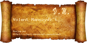 Volent Manszvét névjegykártya